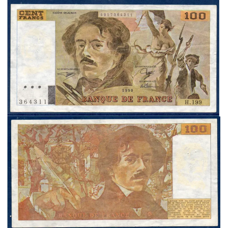 FAUX billet 100 Francs Delacroix 1990