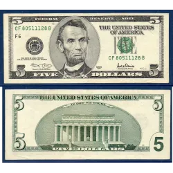 Etats Unis P.510 TTB Atlanta, Billet de 5 Dollars 2001 série F