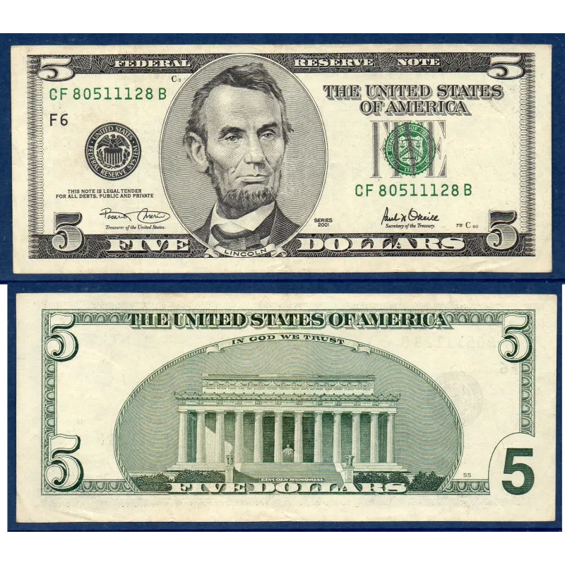 Etats Unis P.510 TTB Atlanta, Billet de 5 Dollars 2001 série F