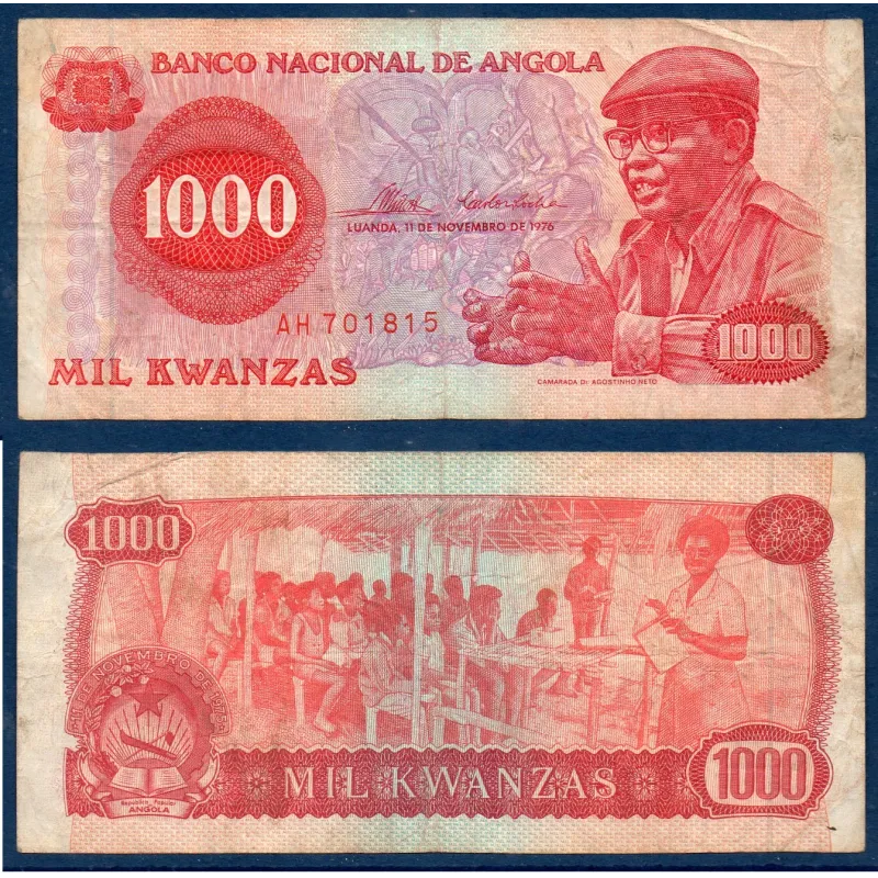 Angola P.113, TB, Billet de 1000 Kwansas 1976 Ecole Neto