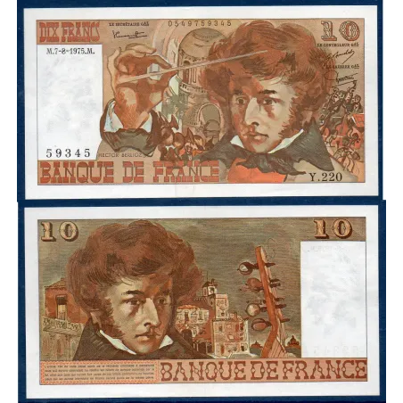 10 Francs Berlioz, TTB, 7.8.1975 Billet de la banque de France