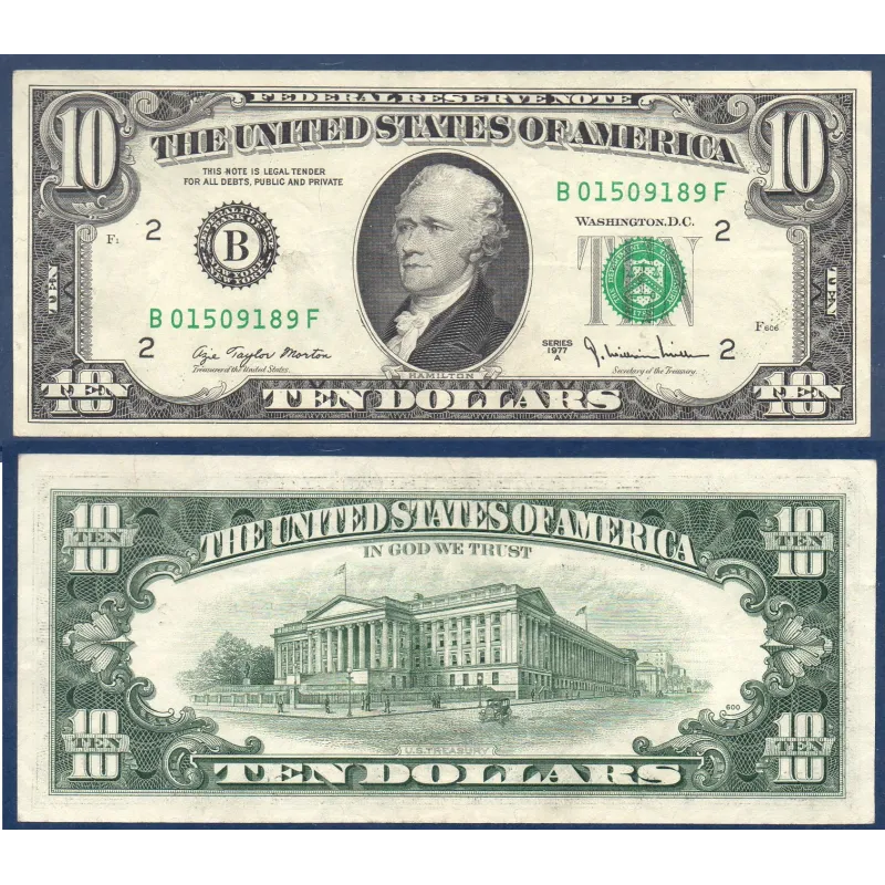 Etats Unis P.464b, TTB New York Billet de 10 Dollars 1977A Série B