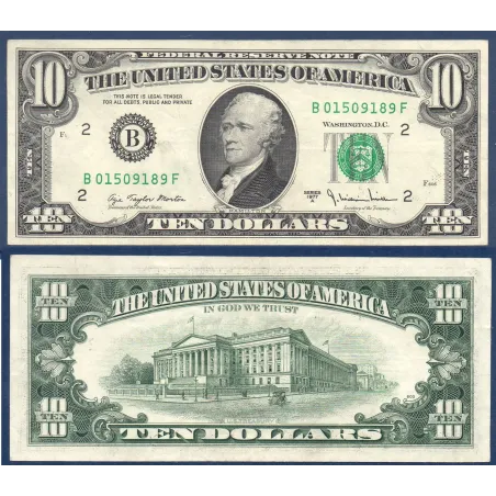 Etats Unis P.464b, TTB New York Billet de 10 Dollars 1977A Série B