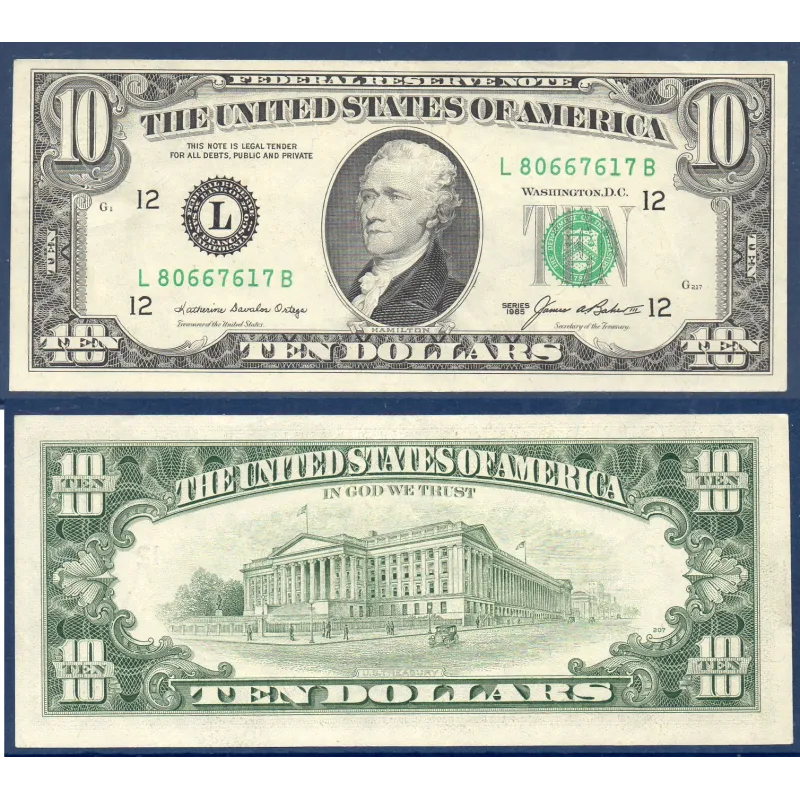 Etats Unis P.476, TTB San Francisco Billet de 10 Dollars 1985 Série L