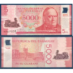 Paraguay P.234b, TB, Billet de 5000 Guaranies 2016 Antonio Lopez