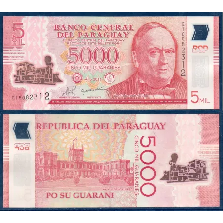 Paraguay P.234a, TTB, Billet de 5000 Guaranies 2011 Antonio Lopez