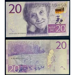 Suède P.69c, TTB Billet de 20 Kronor 2015 Astrid Lindgren