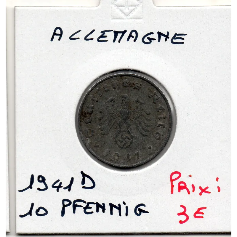 Allemagne 10 reichspfennig 1941 D, TTB KM 101 pièce de monnaie