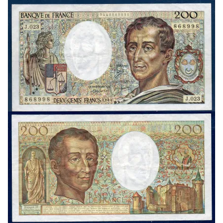 200 Francs Montesquieu, TTB, 1984 Billet de la banque de France