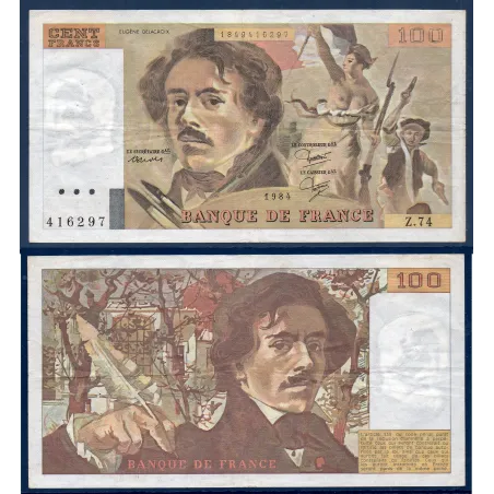 100 Francs Delacroix, TB, 1984 Billet de la banque de France