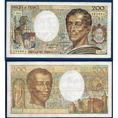 200 Francs Montesquieu, TB, 1981 Billet de la banque de France