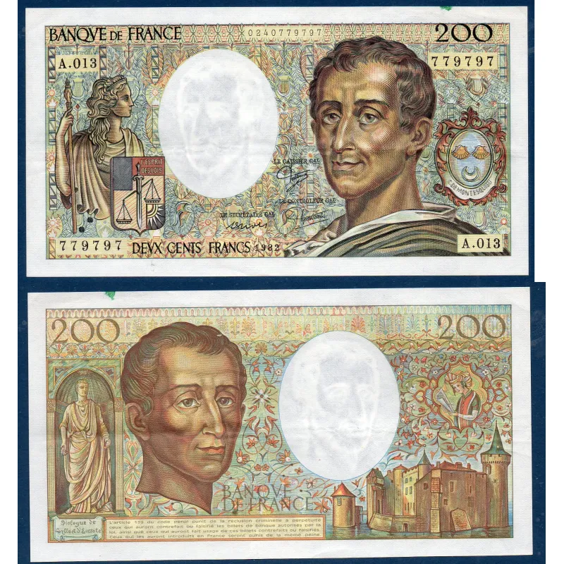 200 Francs Montesquieu, TTB, 1982 Billet de la banque de France