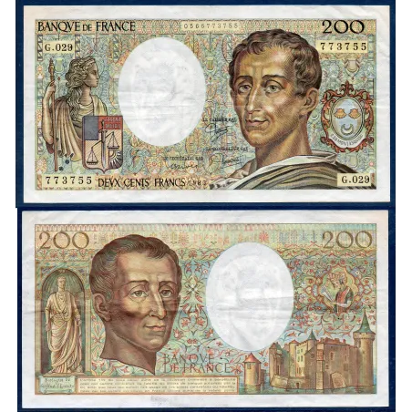 200F Montesquieu, TTB, 1985 Billet de la banque de France