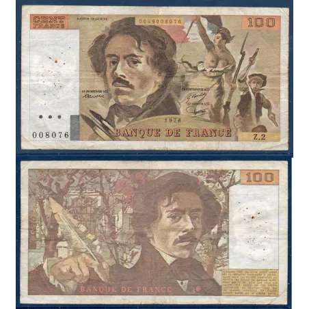 100 Francs Delacroix, B, 1978 Billet de la banque de France