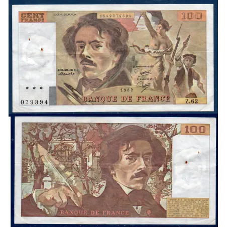 100 Francs Delacroix, TTB, 1982 Billet de la banque de France