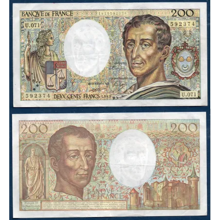 200 francs Montesquieu, TTB, 1989 Billet de la banque de France