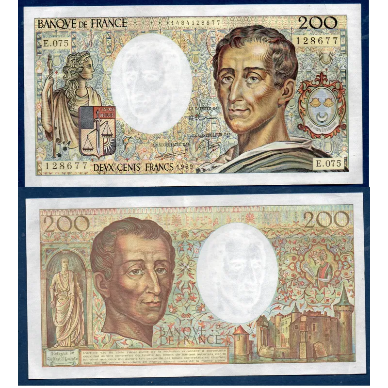 200 francs Montesquieu, TTB+, 1989 Billet de la banque de France