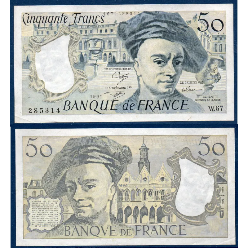 50 Francs Quentin, TTB, 1991 Billet de la banque de France