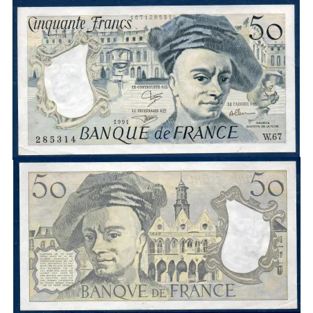 50 Francs Quentin, TTB, 1991 Billet de la banque de France