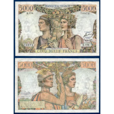 5000 Francs Terre et Mer, Sup, 2.1.1953 Billet de la banque de France