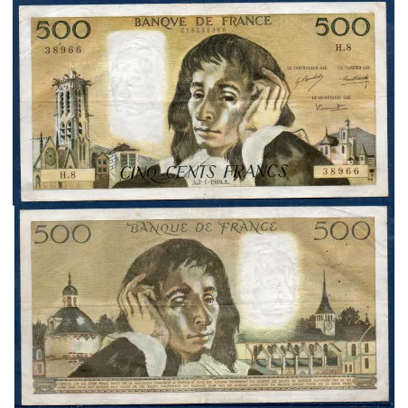 500 Francs Pascal, TB, 2.1.1969 Billet de la banque de France