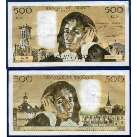 500 Francs Pascal, TTB, 2.1.1969 Billet de la banque de France