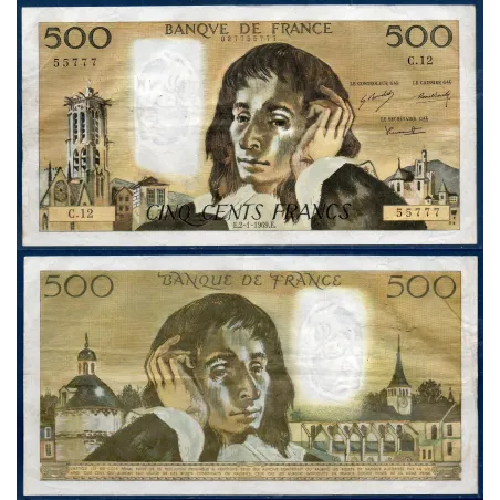 500 Francs Pascal, TB+, 2.1.1969 Billet de la banque de France