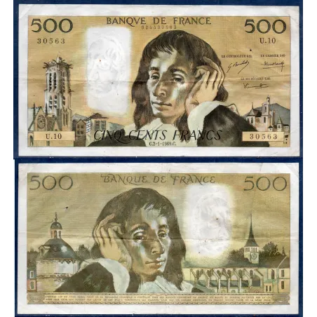 500 Francs Pascal, TTB, 2.1.1969 Billet de la banque de France