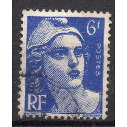 Timbre Yvert No 720a méches reliées variété de poinçon , oblitérée type marianne de Gandon