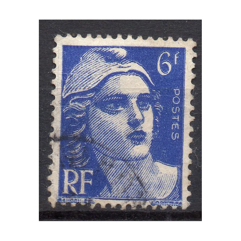 Timbre Yvert No 720a méches reliées variété de poinçon , oblitérée type marianne de Gandon