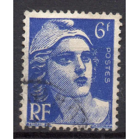 Timbre Yvert No 720a méches reliées variété de poinçon , oblitérée type marianne de Gandon