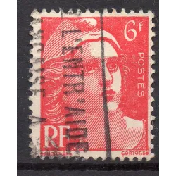 Timbre Yvert No 721a mêche reliée oblitéré variété de poinçon marianne de Gandon