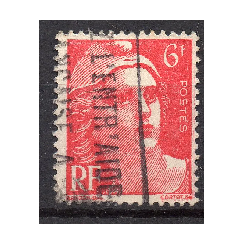 Timbre Yvert No 721a mêche reliée oblitéré variété de poinçon marianne de Gandon