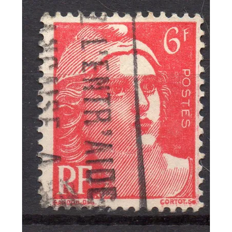 Timbre Yvert No 721a mêche reliée oblitéré variété de poinçon marianne de Gandon