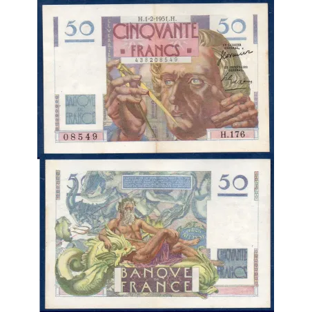 50F Le verrier, TTB, 1.2.1951, Billet de la banque de France