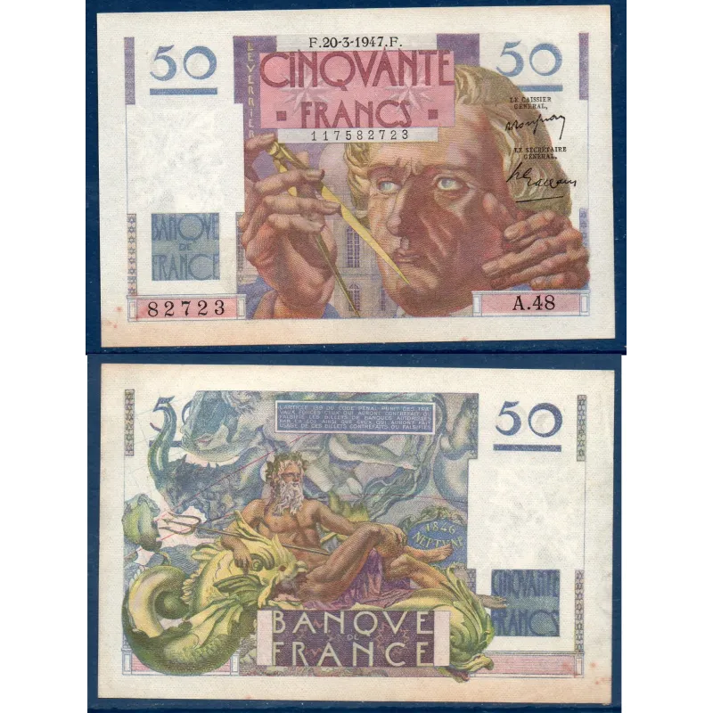 50F Le verrier, Sup, 20.3.1947 Billet de la banque de France