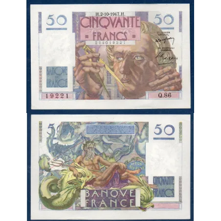 50F Le verrier, Sup-, 2.10.1947 Billet de la banque de France