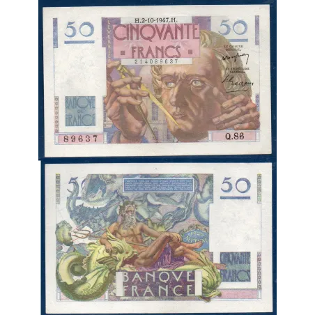 50F Le verrier, Sup, 2.10.1947 Billet de la banque de France