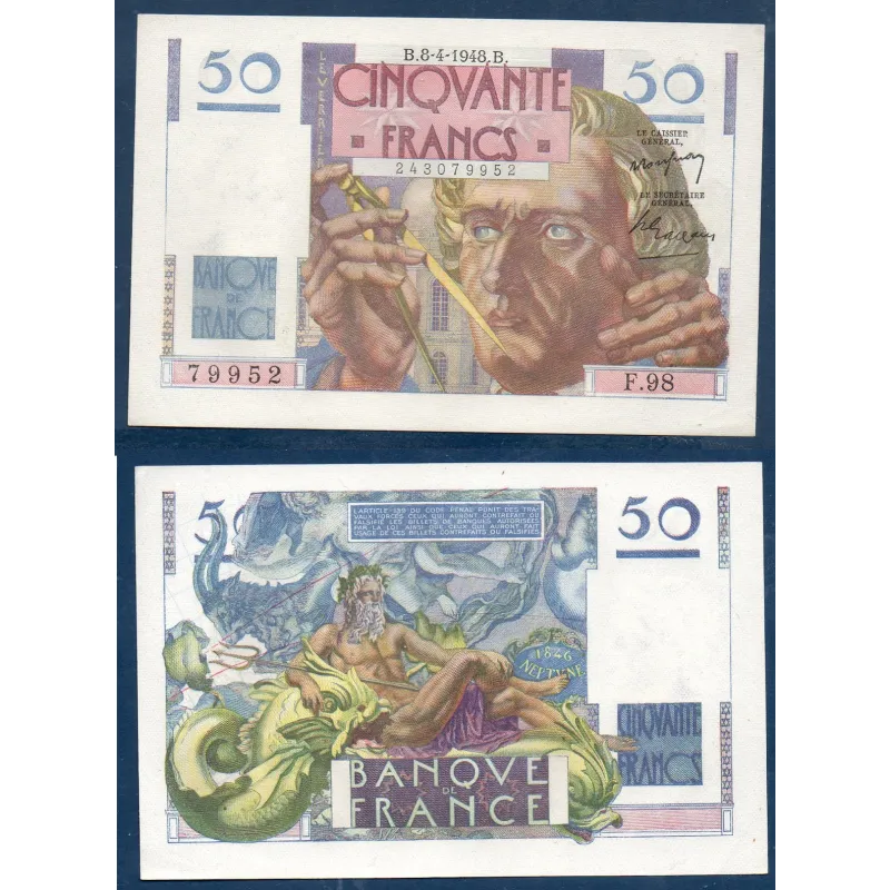 50F Le Verrier, Sup, 2.10.1947 Billet de la banque de France