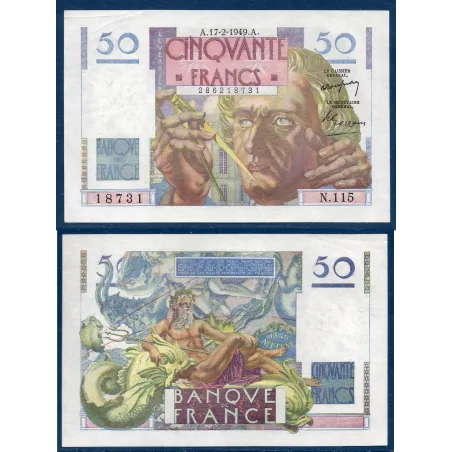 50F Le verrier, Sup, 17.2.1949 Billet de la banque de France