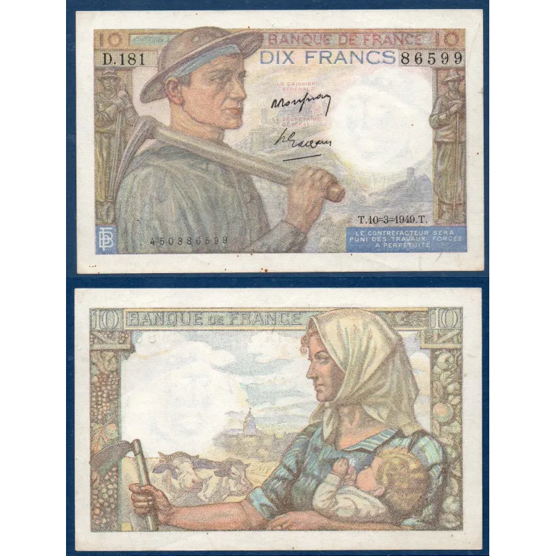 10 Francs Mineur, TTB, 4.12.1947 Billet de la banque de France