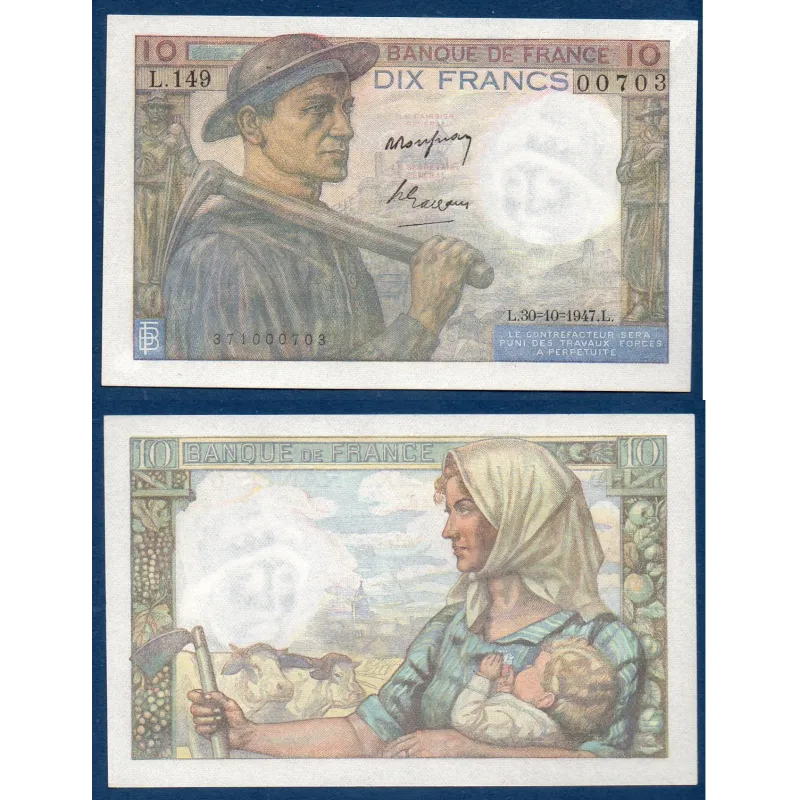 10 Francs Mineur, Neuf, 30.10.1947 Billet de la banque de France