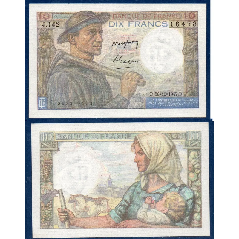 10 Francs Mineur, Spl, 30.10.1947 Billet de la banque de France