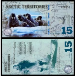 Arctic territories, Billet de 15 polar dollars 2011 Morses