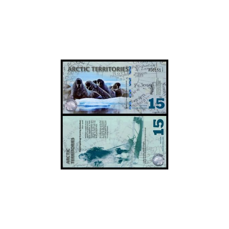 Arctic territories, Billet de 15 polar dollars 2011 Morses