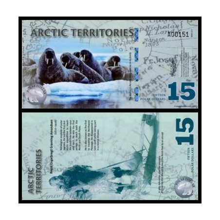 Arctic territories, Billet de 15 polar dollars 2011 Morses