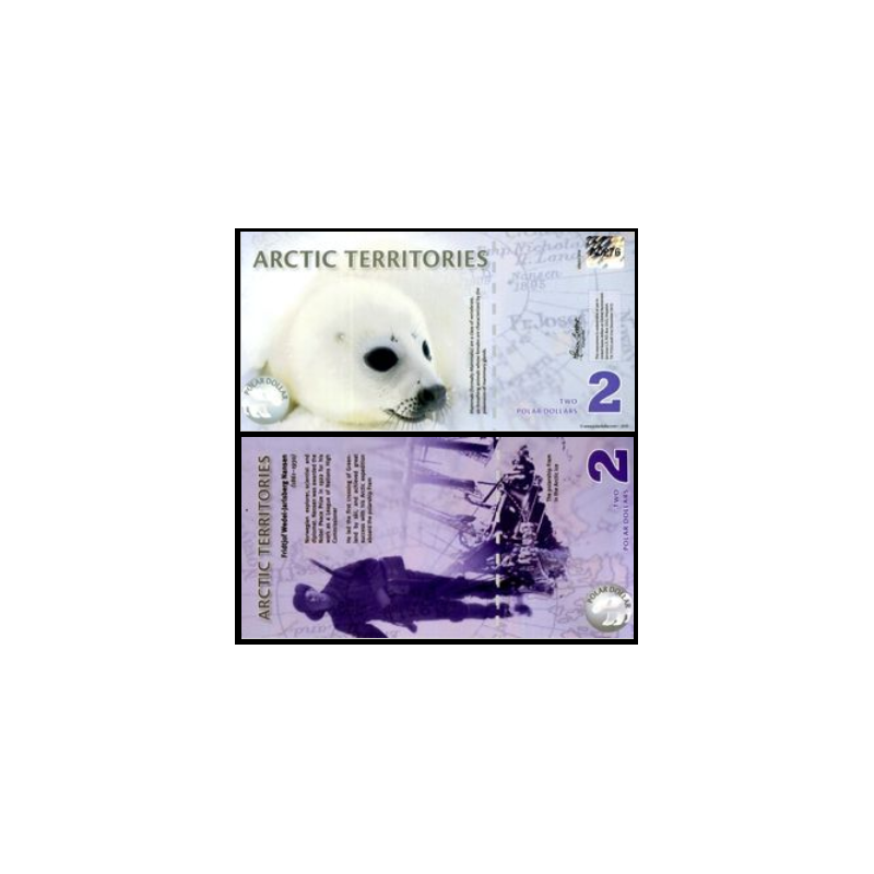 Arctic territories,Billet de 2 polar dollars 2010 phoque