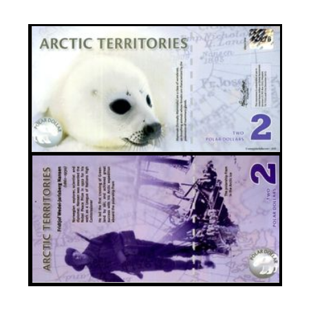 Arctic territories,Billet de 2 polar dollars 2010 phoque