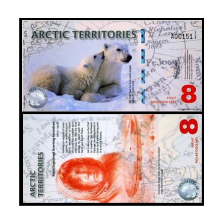 Arctic territories, Billet de 8 polar dollars 2011 Ours