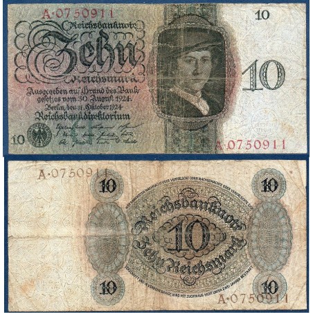 Allemagne P.175a, TB Billet de 10 reichsmark 1924 Born